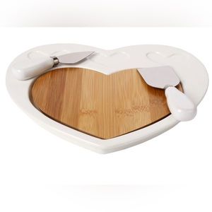 Debora Carlucci White Porcelain and Wood 3pc Cheese Cutting Board